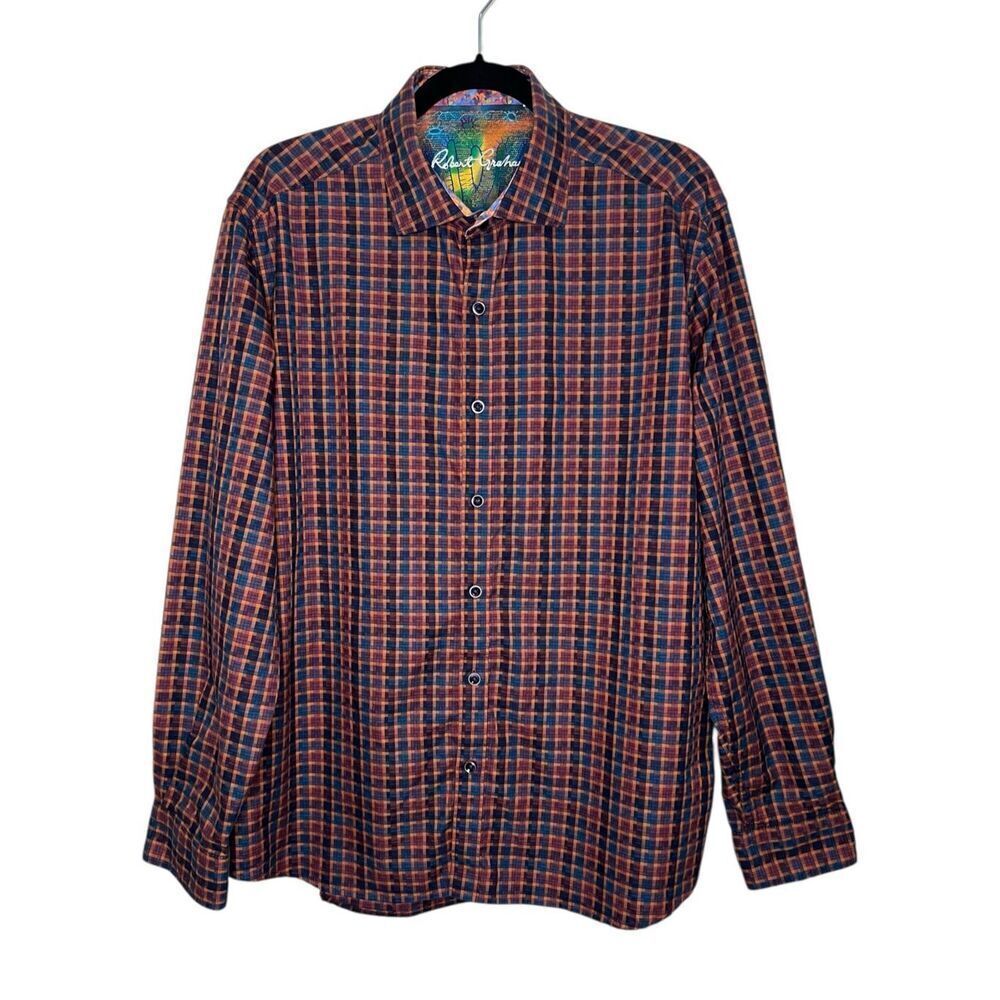 Robert Graham Men’s Large Trotter Plaid Long Sleeve Button Down Shirt Flip Cuff